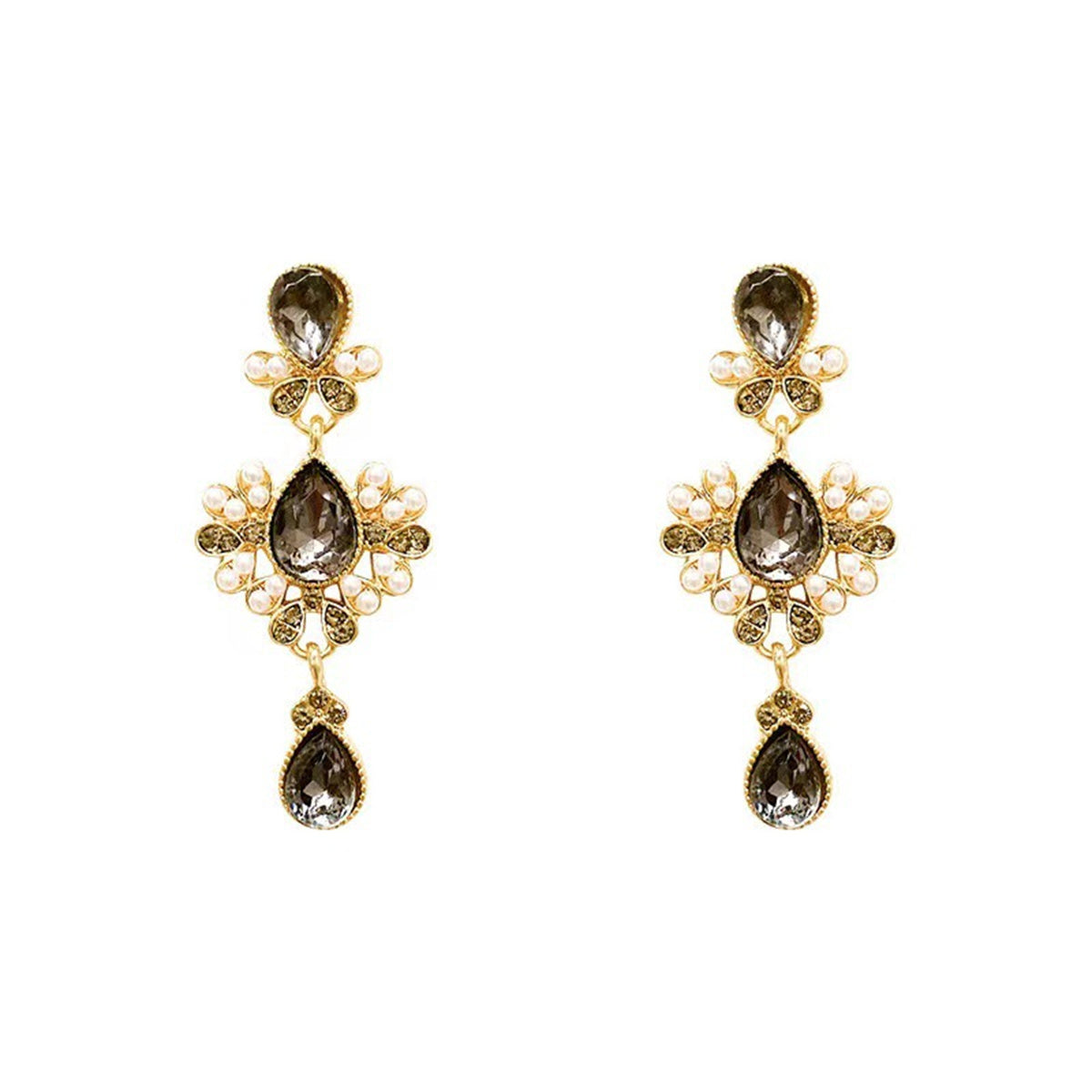 Women's shiny diamond Baroque court retro elegant earrings