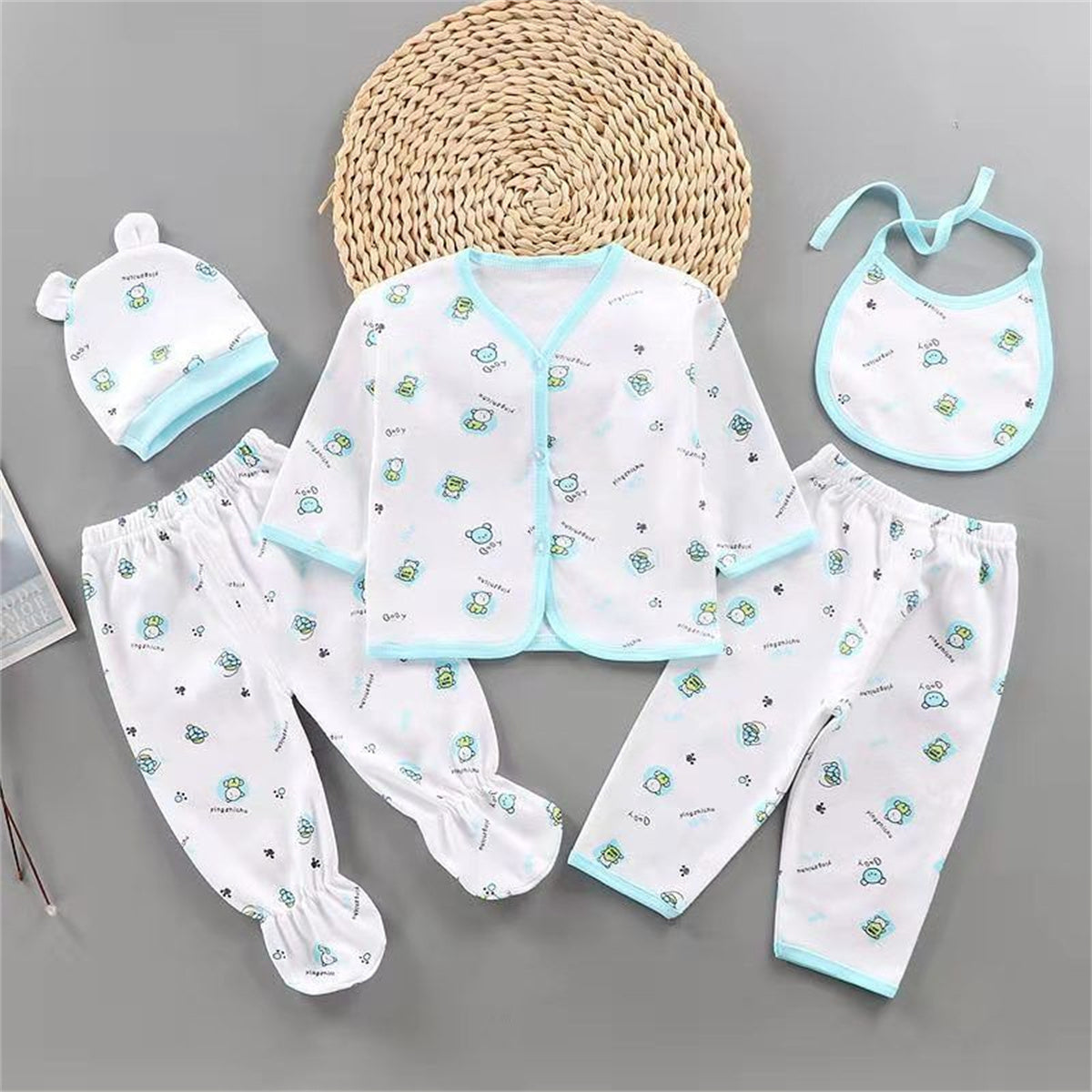 Newborn underwear five-piece baby cartoon cotton-padded suit