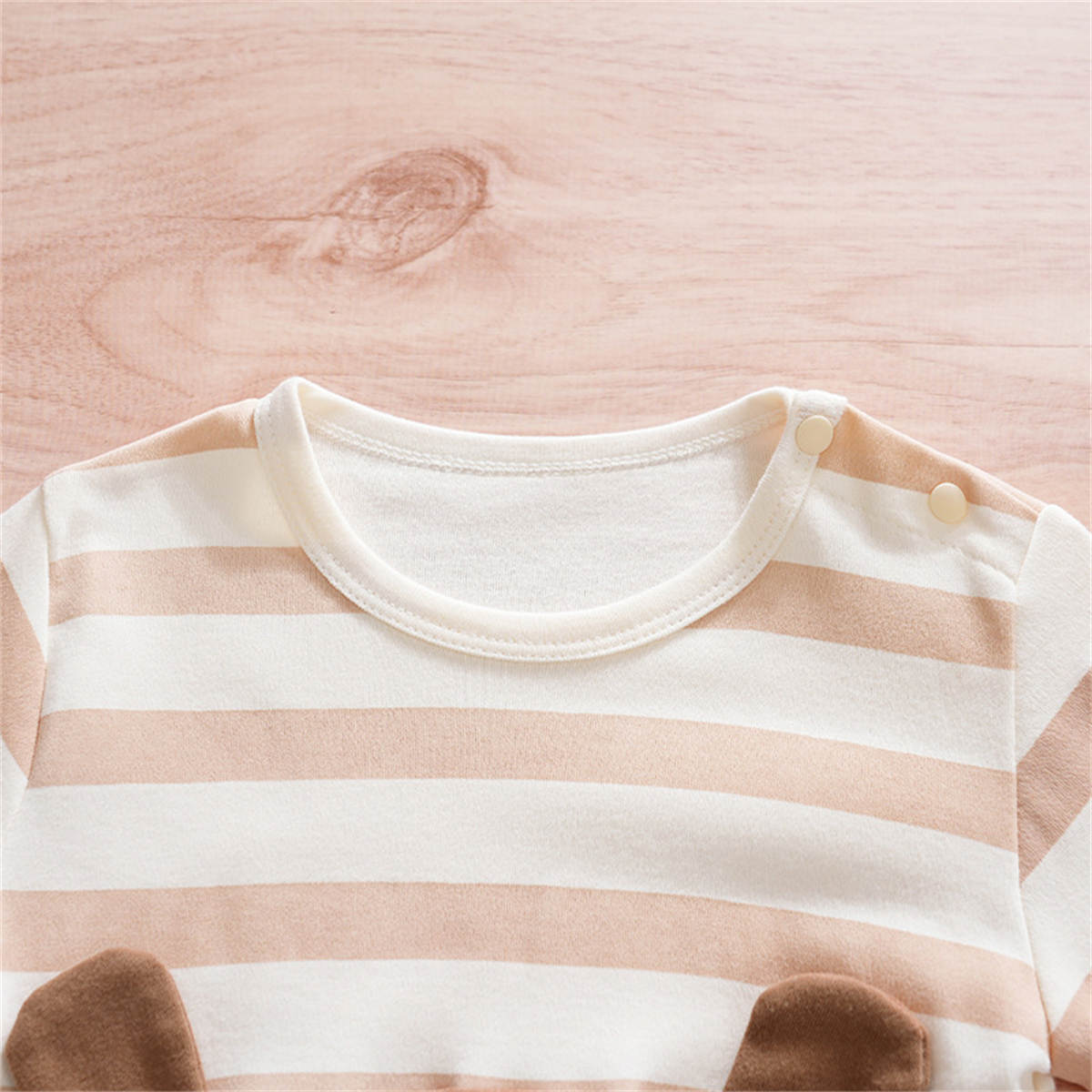 Pure cotton baby autumn and winter striped bear crawling clothes