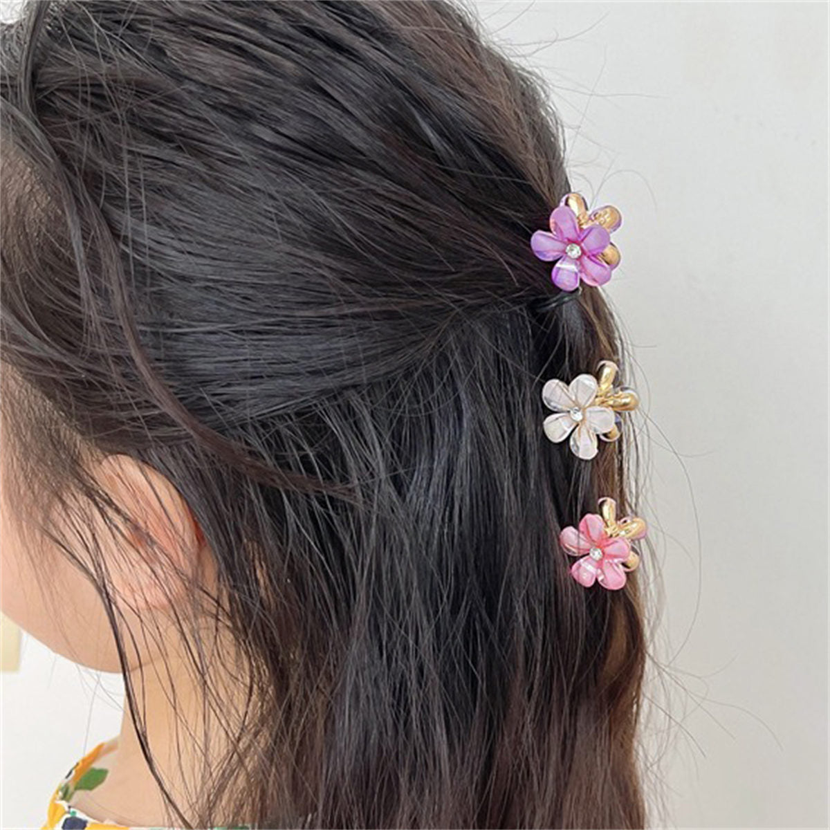 Children's bangs clip crystal flower oblique braided hair clip