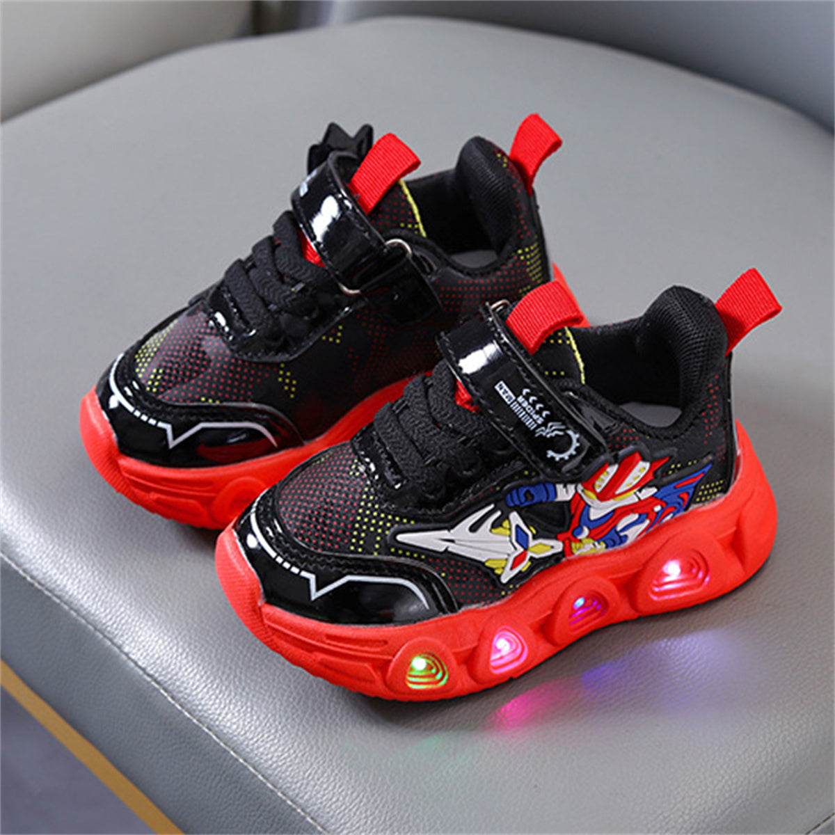 Children's leather Spider-Man LED light-up sneakers