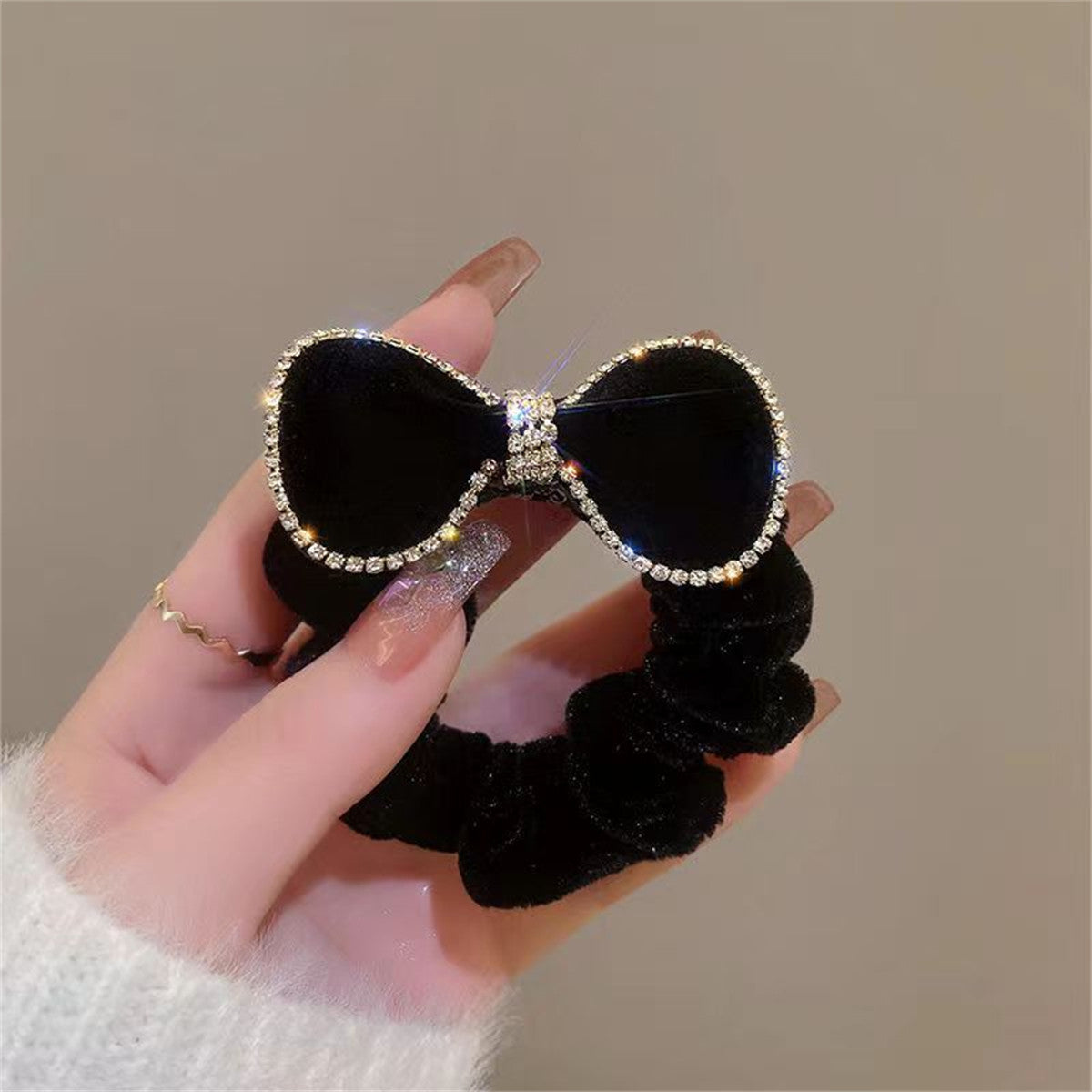 Women's velvet hair tie elegant and exquisite bow diamond hair tie