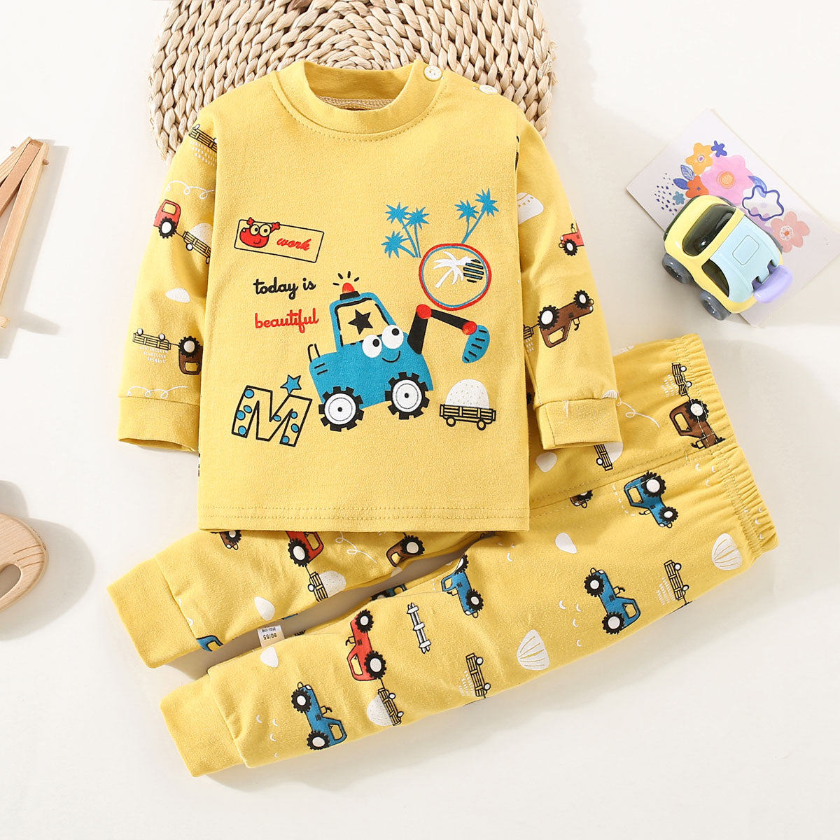 Boys Cartoon Car Home Clothes Set