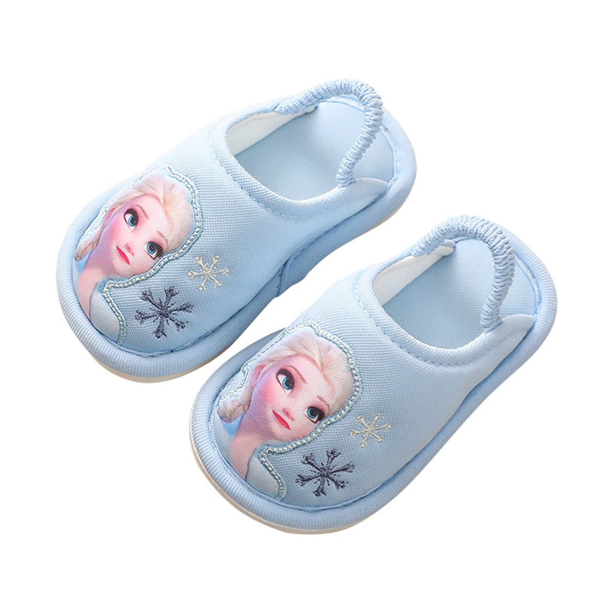 Children's girl's ice and snow princess thick warm elastic band heel cap cotton slippers