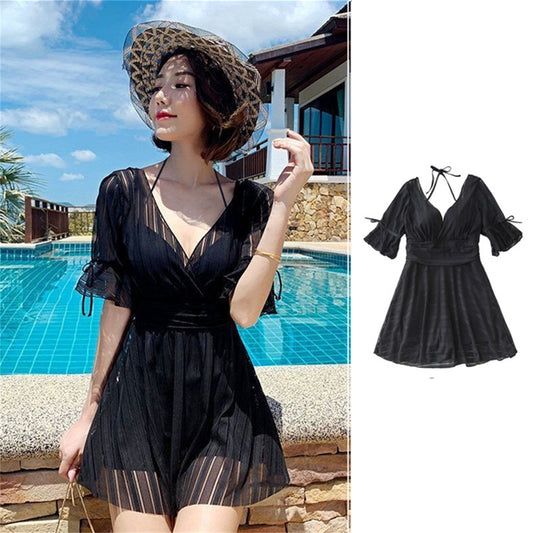 Women's One-piece Underwire Gathered Skirt Slimming Swimsuit