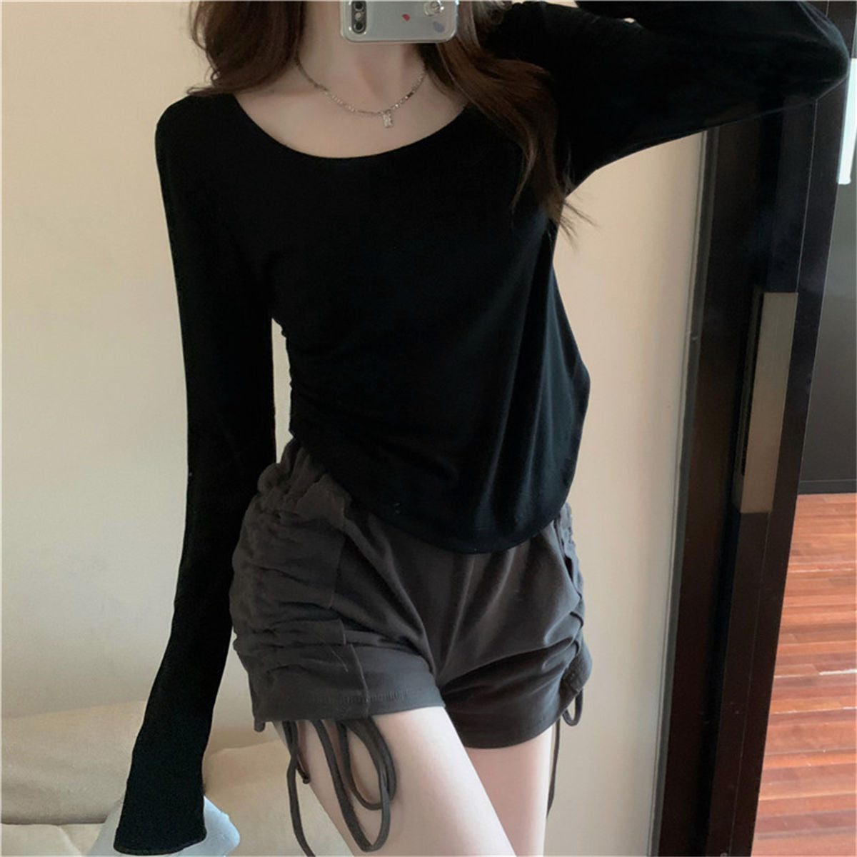 Long Sleeve T-Shirt Women's Slim Fit School Top