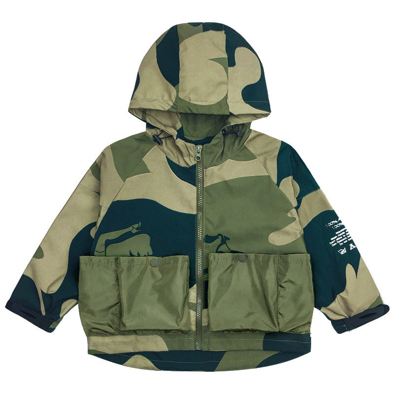 Fashion jacket for middle and large children Children's camouflage hooded jacket