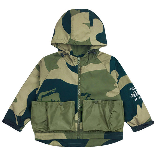 Fashion jacket for middle and large children Children's camouflage hooded jacket