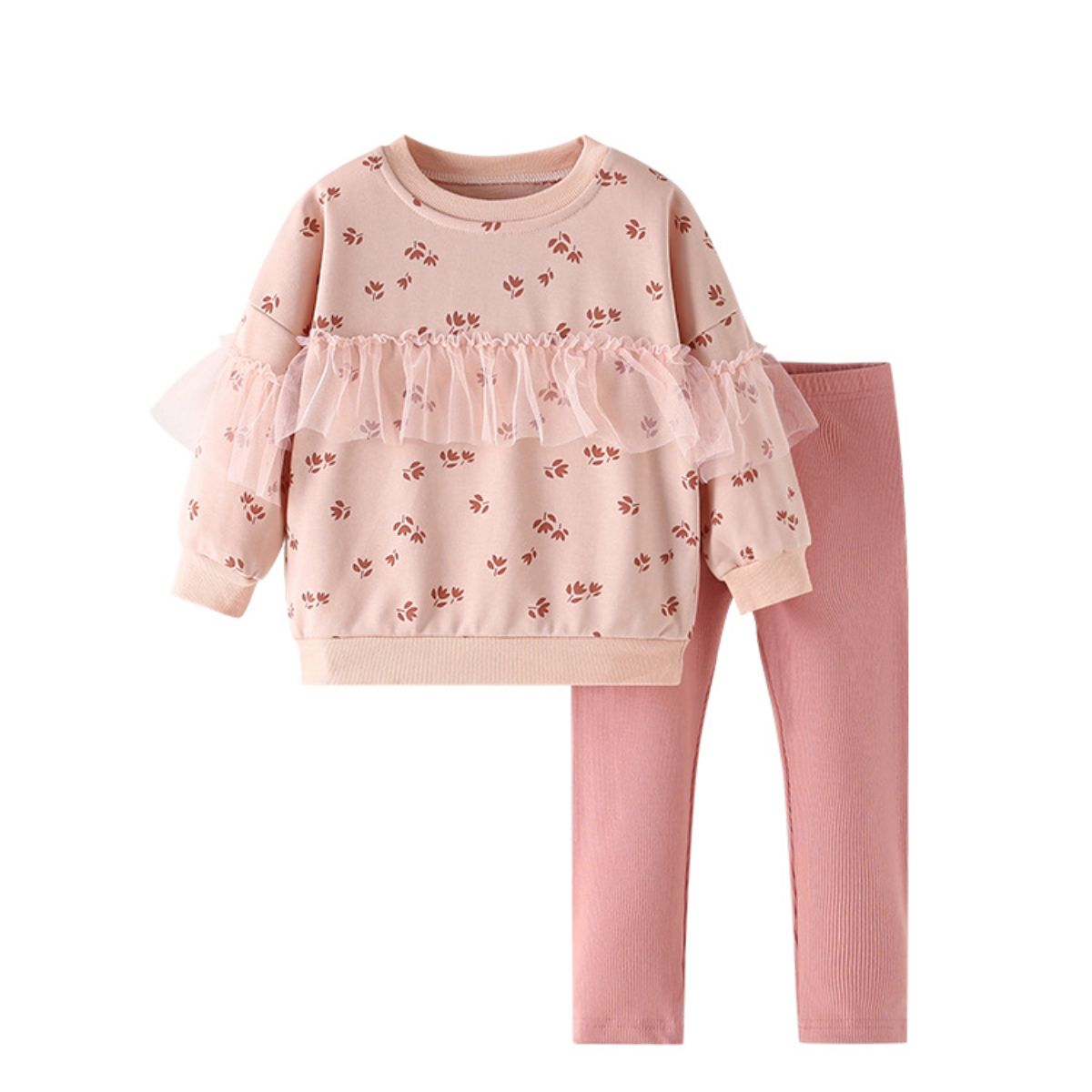 Girls two-piece autumn suit new European and American small and medium-sized children's little girls round neck long-sleeved children's suit