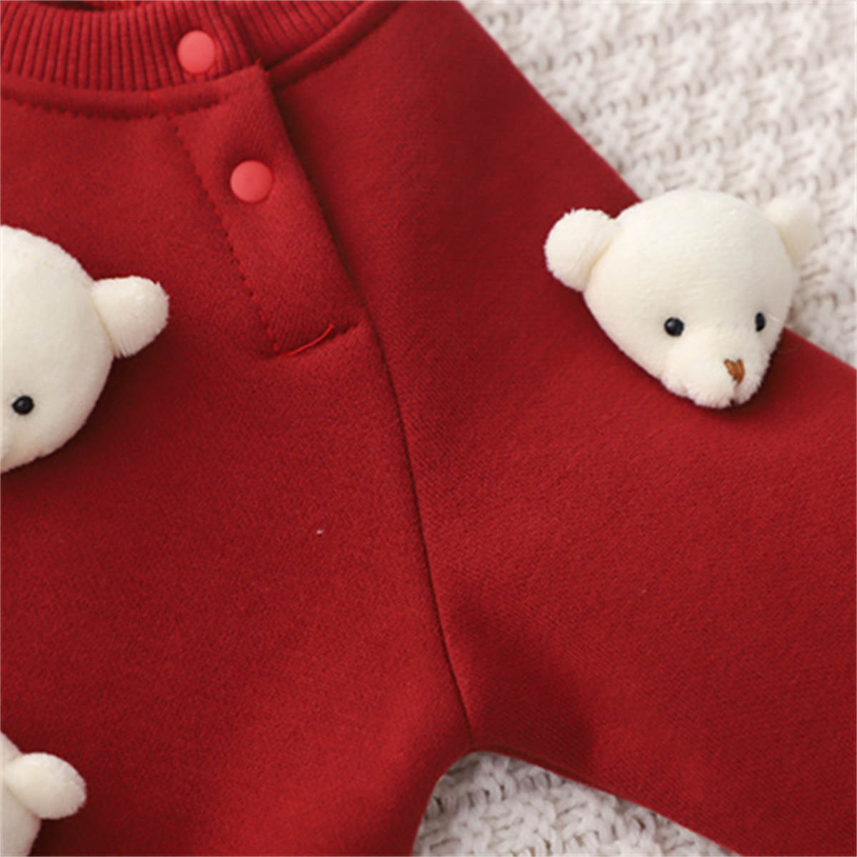 Baby autumn and winter three-dimensional bear plush thick warm jumpsuit