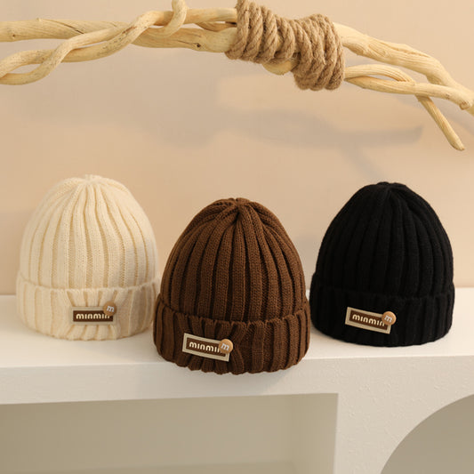 Children's solid color woolen hat