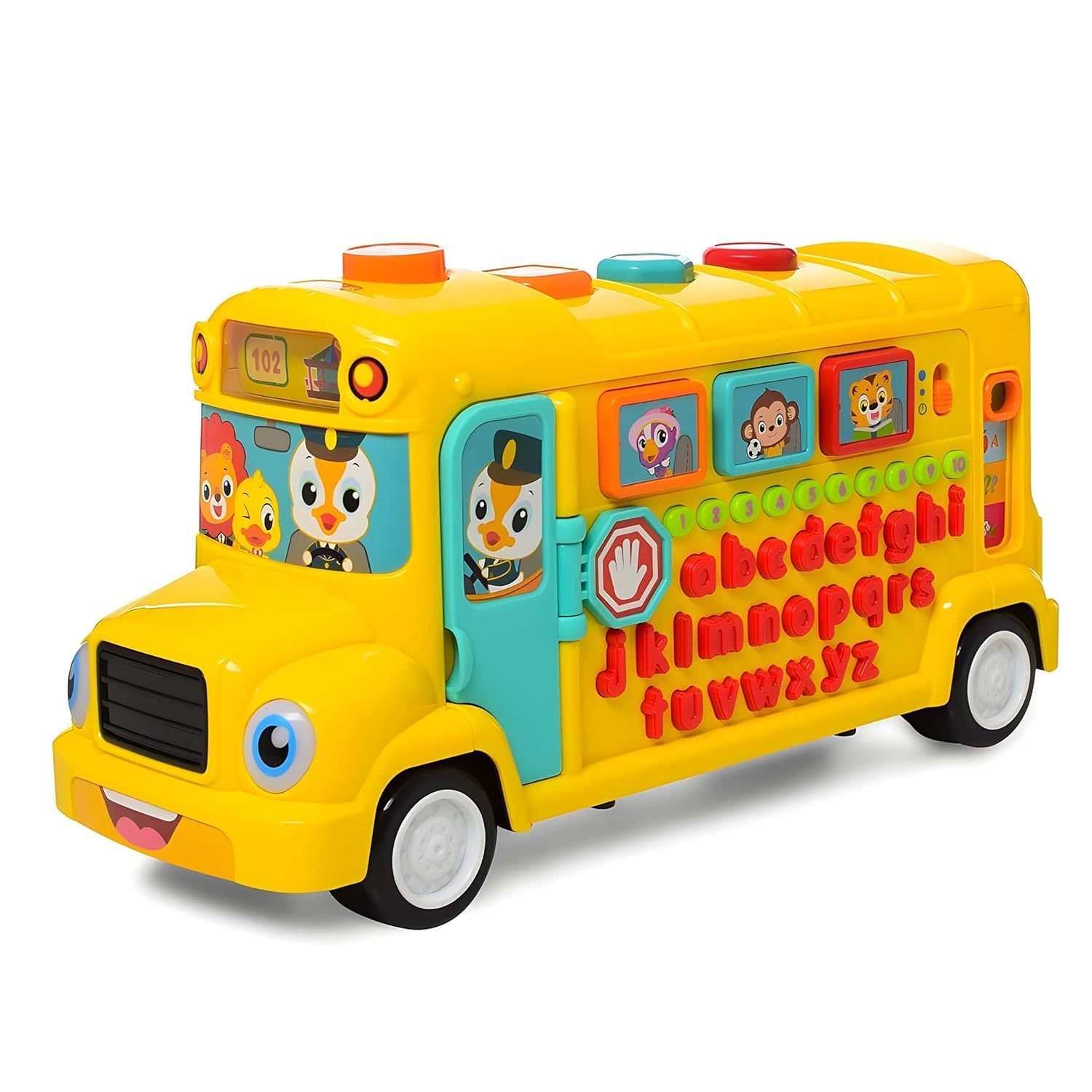 Interactive ABC Learning School Bus Toy | Phonics, Music & Letter Activity Vehicle for Toddlers