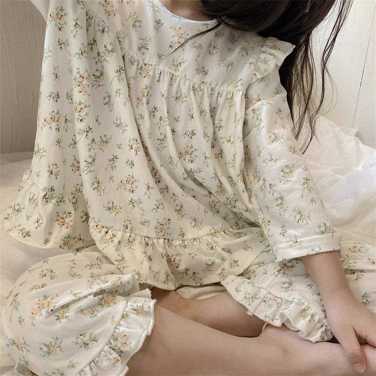 Children's two-piece floral fresh style long-sleeved suit