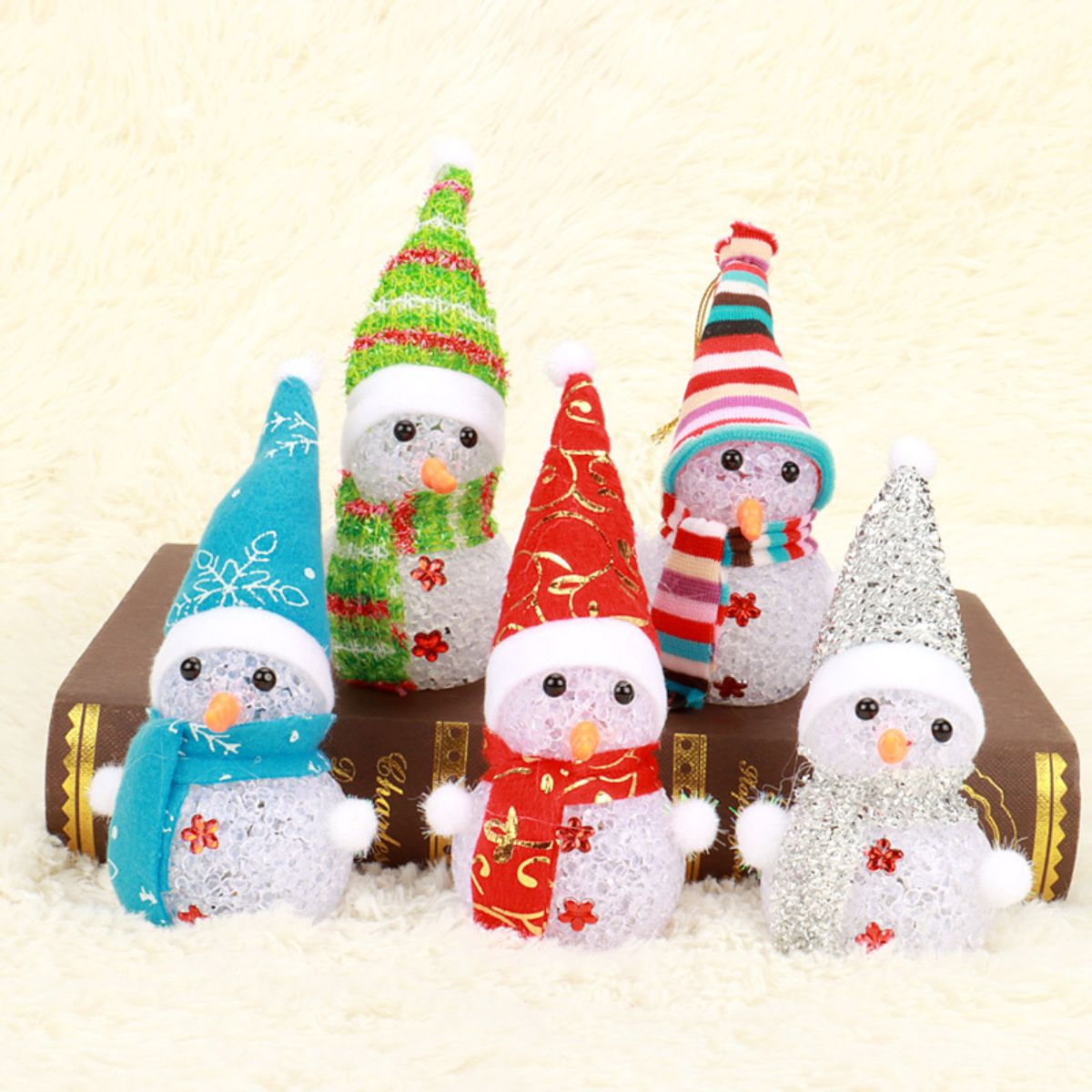 Glowing Christmas Colorful Crystal Snowman Toy