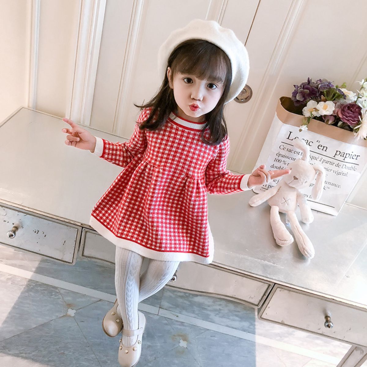 Girls autumn and winter new sweater dress