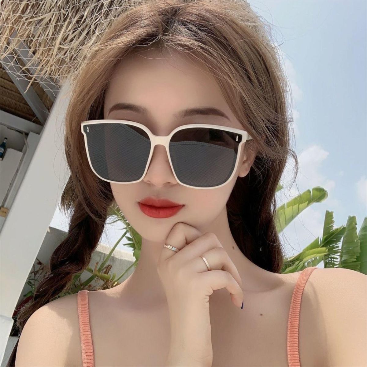 Adult fashion style square frame large frame anti-ultraviolet sun protection sunglasses