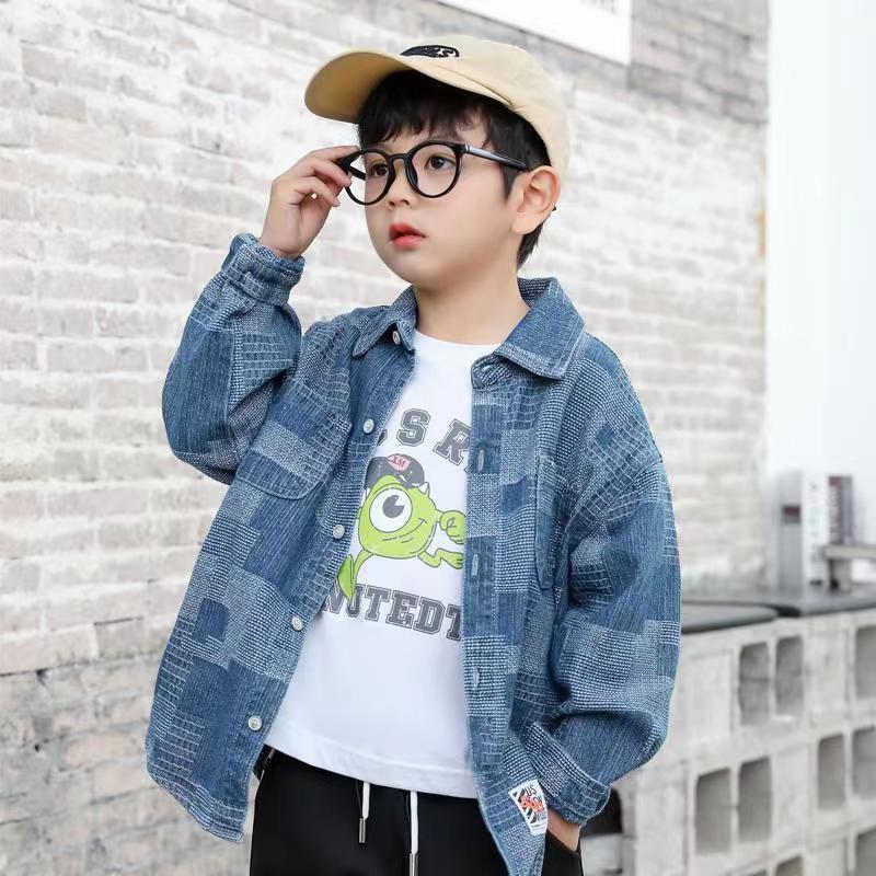 Middle and large boys autumn tops fashionable denim jacket