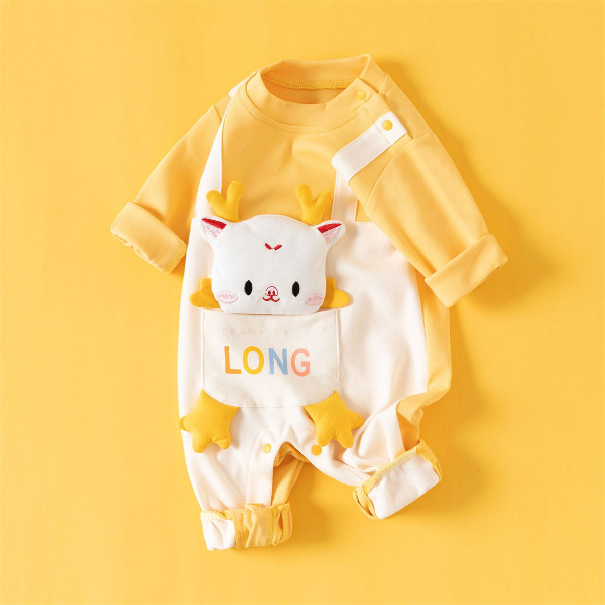 baby's dragon year pure cotton long sleeve romper