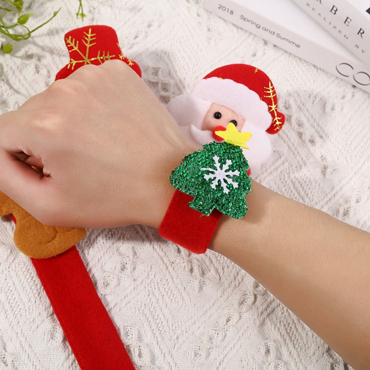 Christmas cartoon luminous plush pat ring