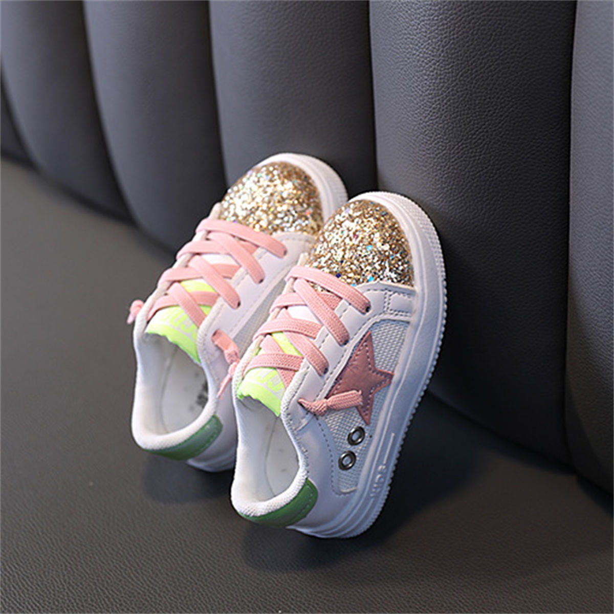 Toddler Girls Autumn Fashion Urban Style Sequined Stars Low-top Sneakers