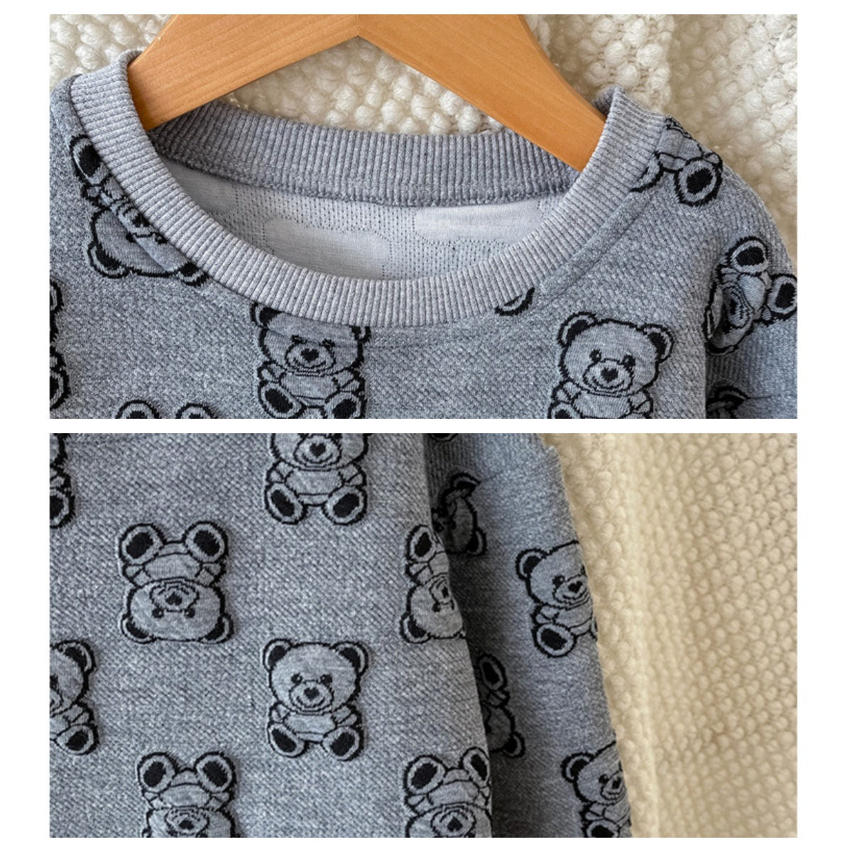 Children's Bear Terry Pullover Sweater Spring and Autumn New Girls Round Neck Long Sleeve Bottoming Shirt Boys T-shirt Children's Clothing