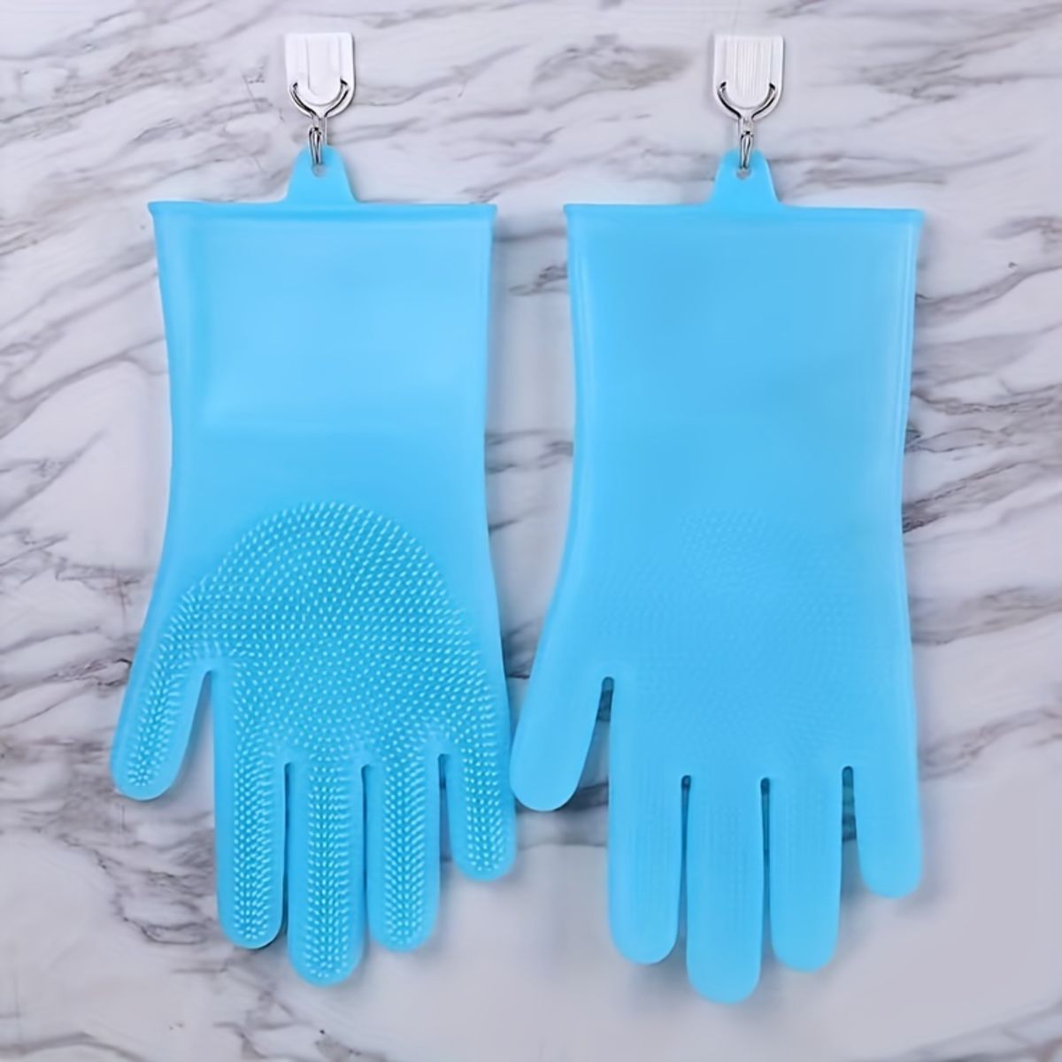 Rubber silicone dishwashing gloves household high temperature resistant anti-scalding waterproof kitchen dishwashing and vegetable washing pet bathing anti-scratch gloves