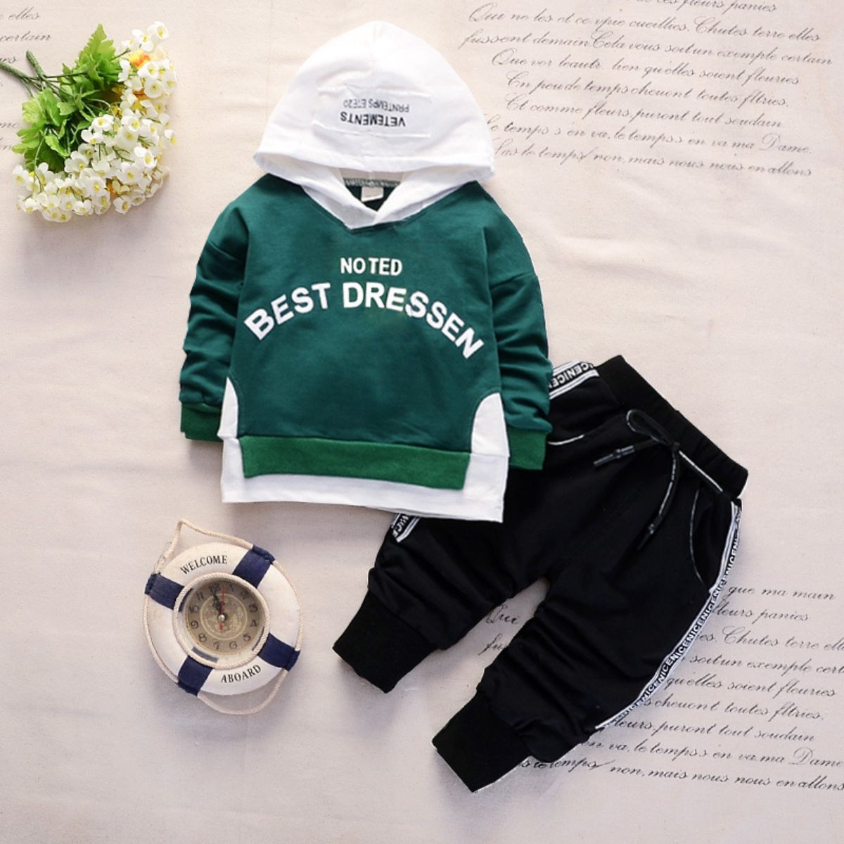 Autumn sweatshirt letter long-sleeved hoodie trousers two-piece suit