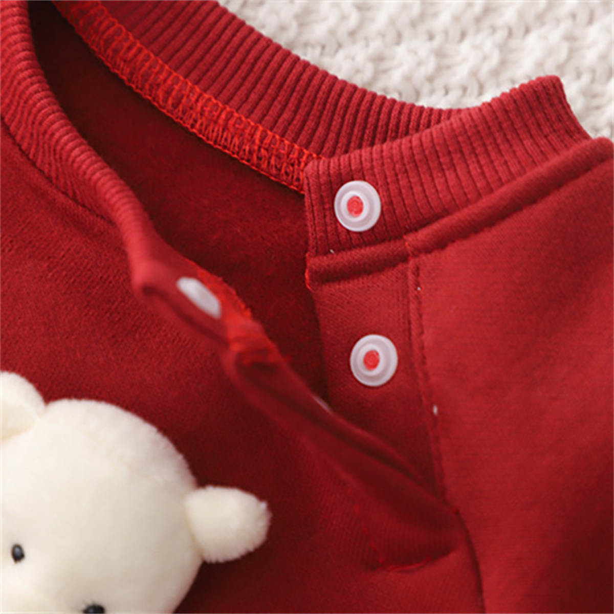 Baby autumn and winter three-dimensional bear plush thick warm jumpsuit