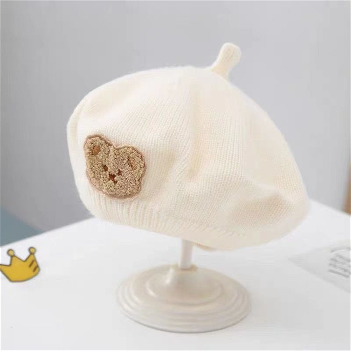 Children's baby cute bear knitted painter hat spring and autumn beret