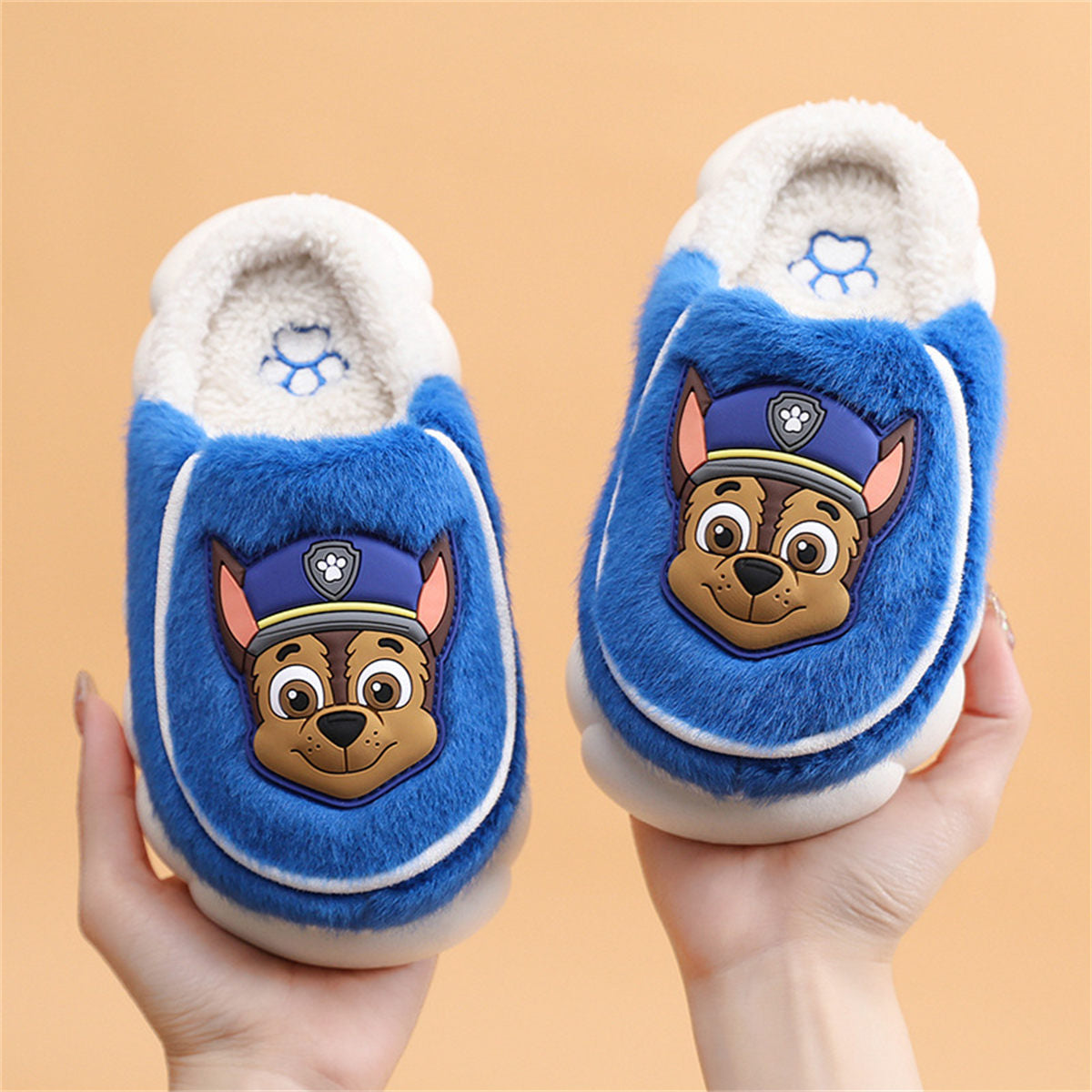 Children's Paw Patrol furry shoes for boys and girls, indoor warm and non-slip cartoon cotton slippers