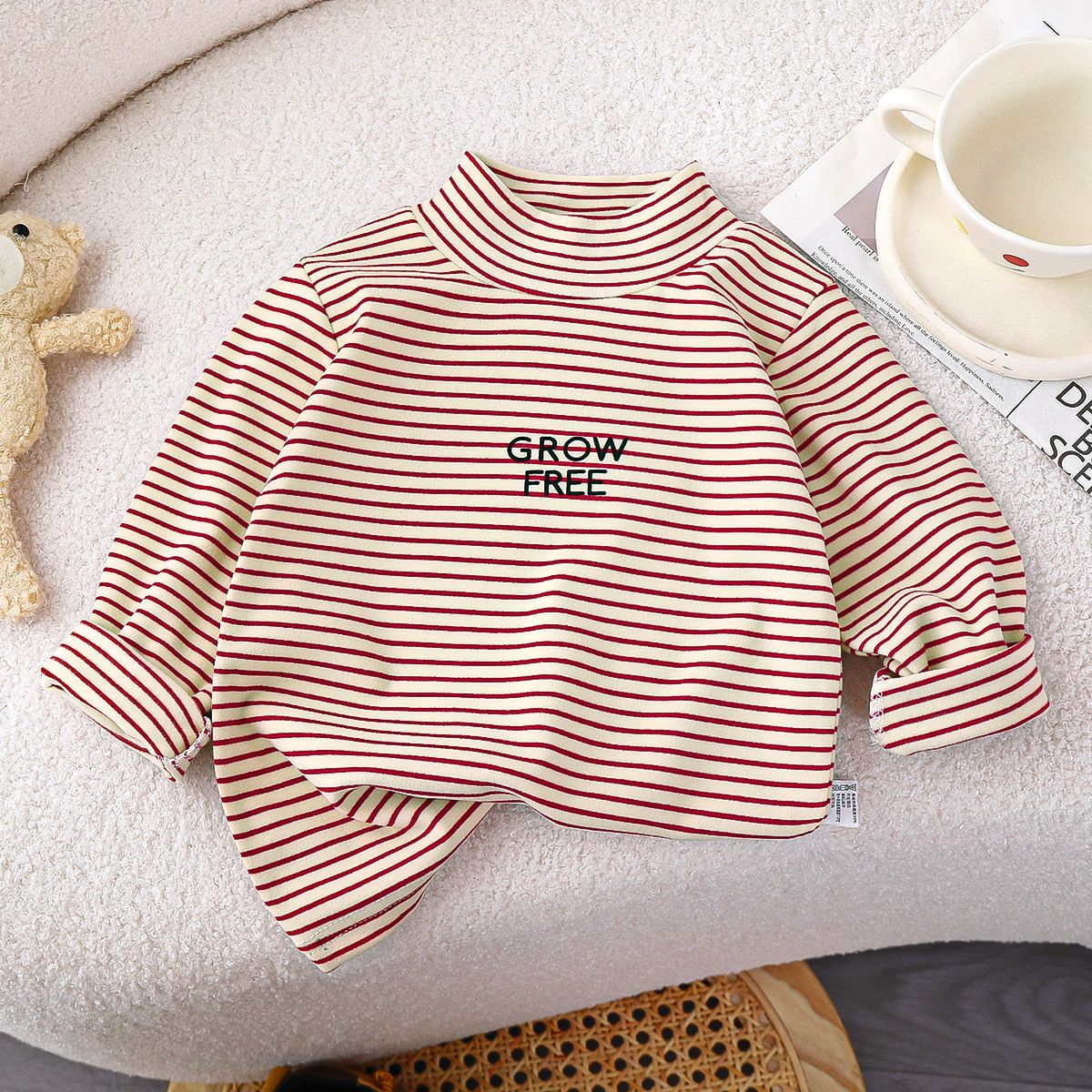 Children's bottoming shirt autumn new baby velvet t-shirt high collar winter boy long sleeve warm girl children's clothing