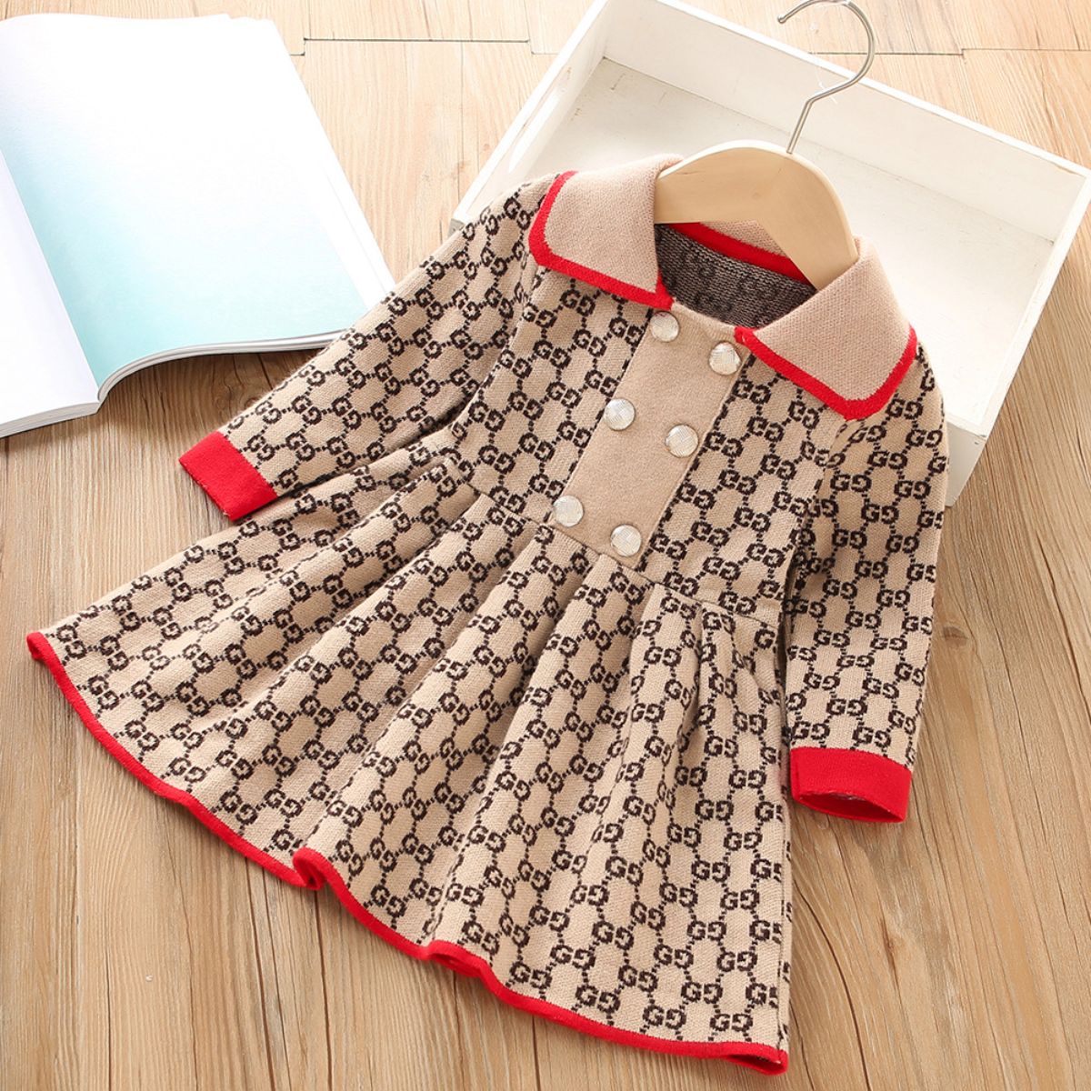 Girls sweater dress autumn and winter new long-sleeved knitted children's sweater princess dress