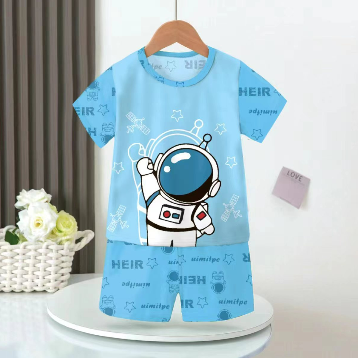 Boys cartoon short-sleeved thin baby children's fashionable casual air-conditioned home clothes set