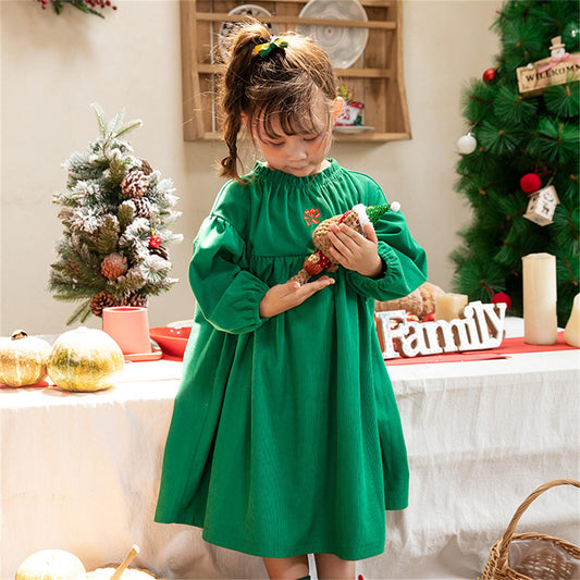 Girls long sleeve holiday party dress princess dress