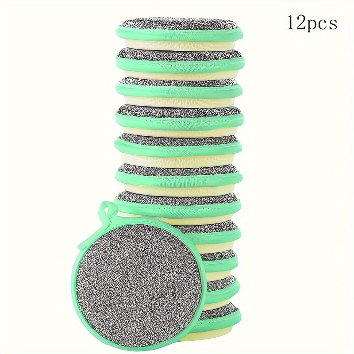 Round kitchen sponge dishwashing scouring pad 12 pieces