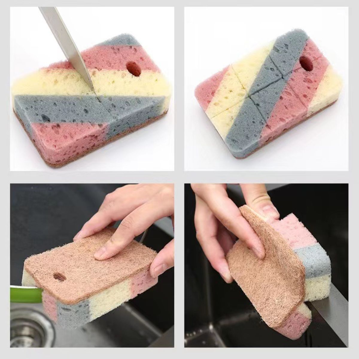 Wood pulp dishwashing sponge scouring pad 5 pack