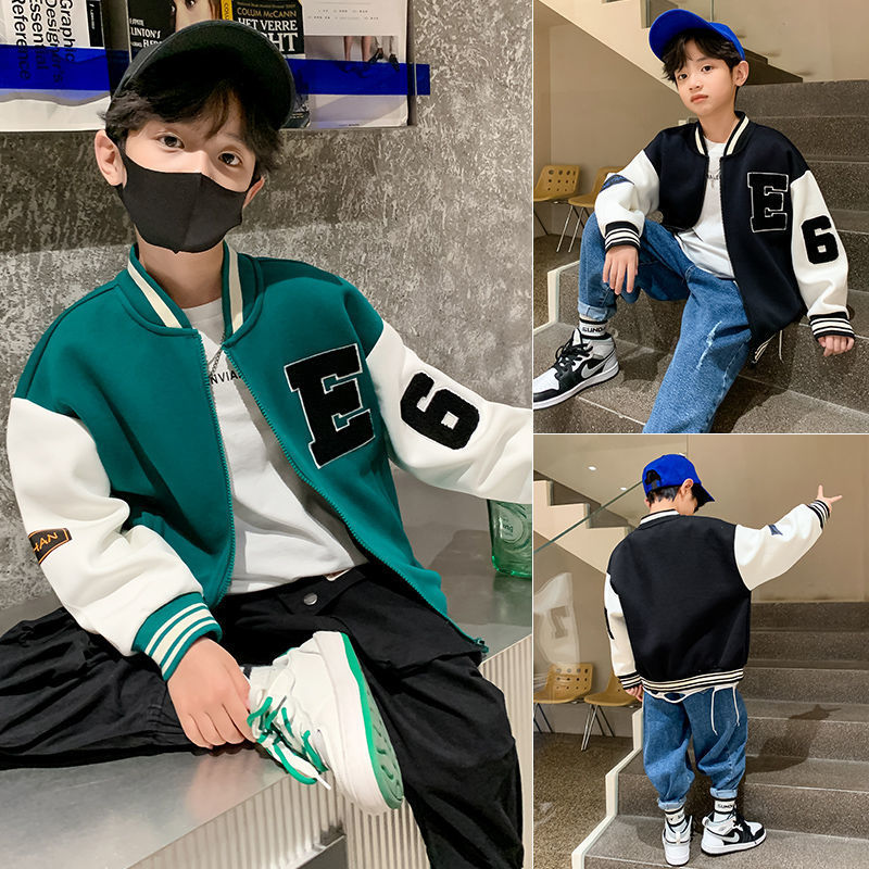 Boys' long sleeve baseball jacket, stylish and versatile