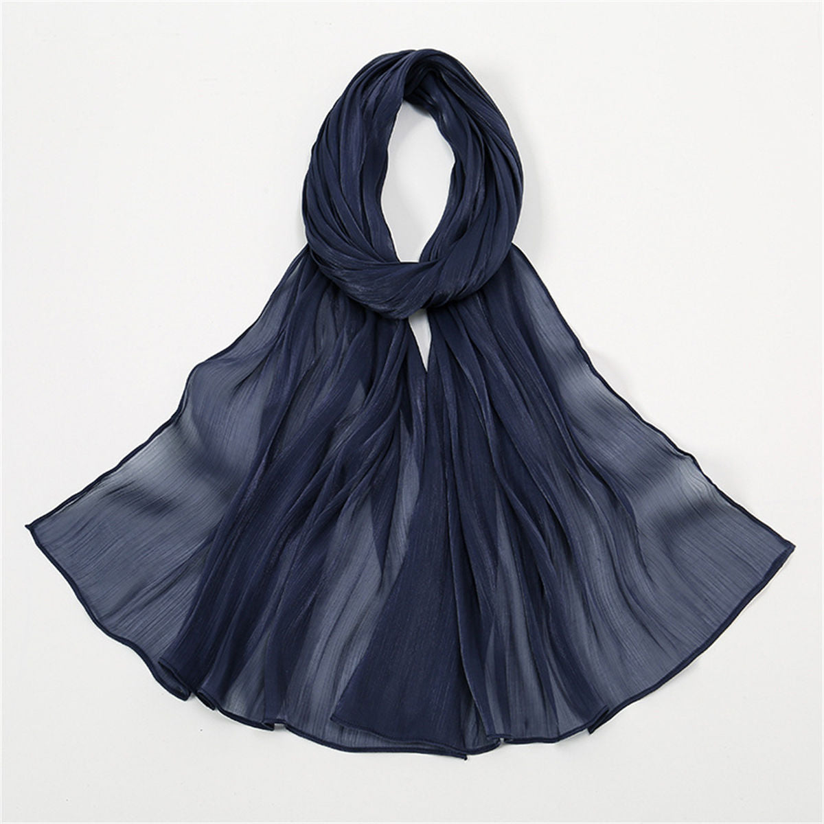 Women&#39;s solid color simple style breathable bright silk chiffon scarf