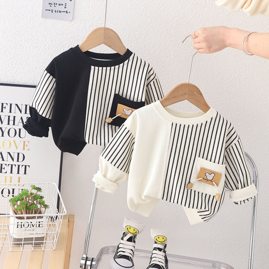 Spring new boys round neck sweatshirt long sleeve baby boy casual all-match outdoor clothing tops