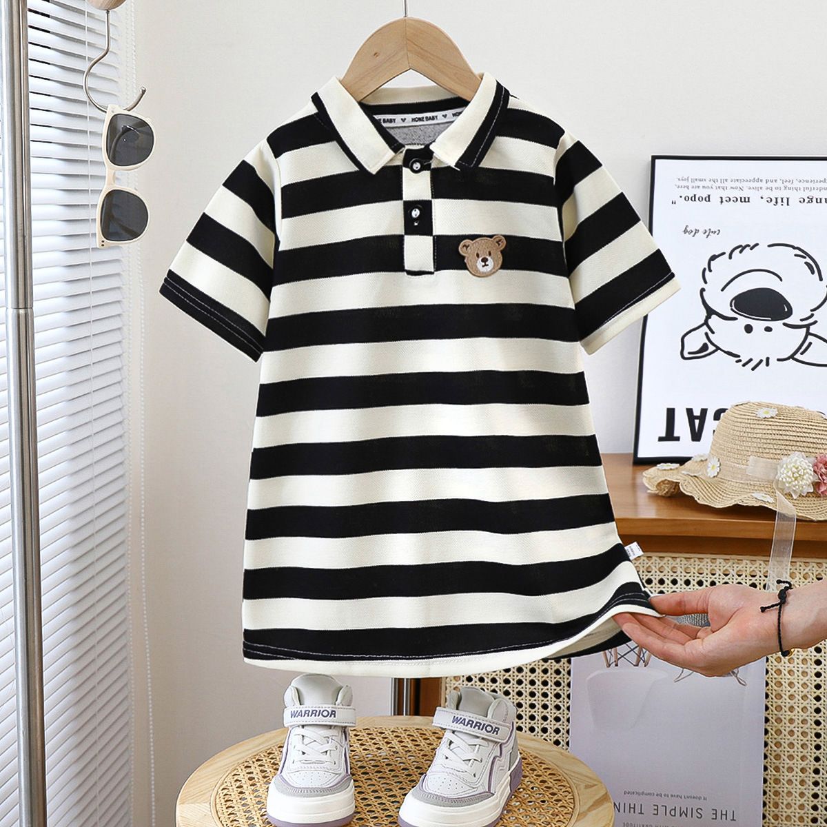 Children&#39;s short-sleeved suits summer new style girls&#39; skirts baby POLO collar girls&#39; skirts