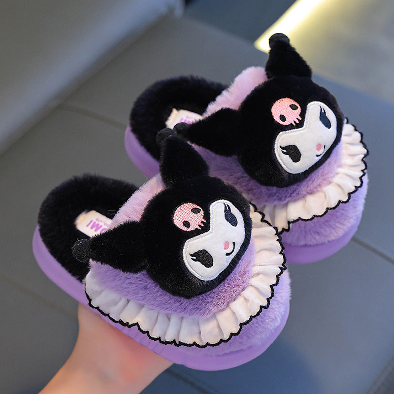 Sanrio cartoon warm home cute cotton slippers for middle and large children and girls