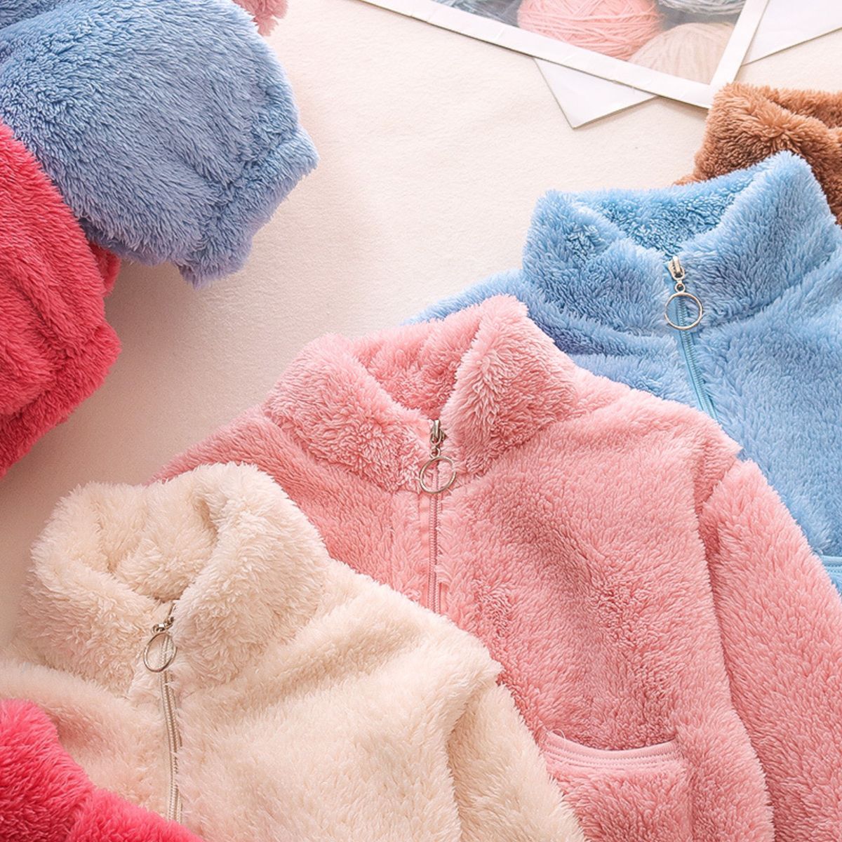 Autumn and winter boys and girls fleece home wear suits