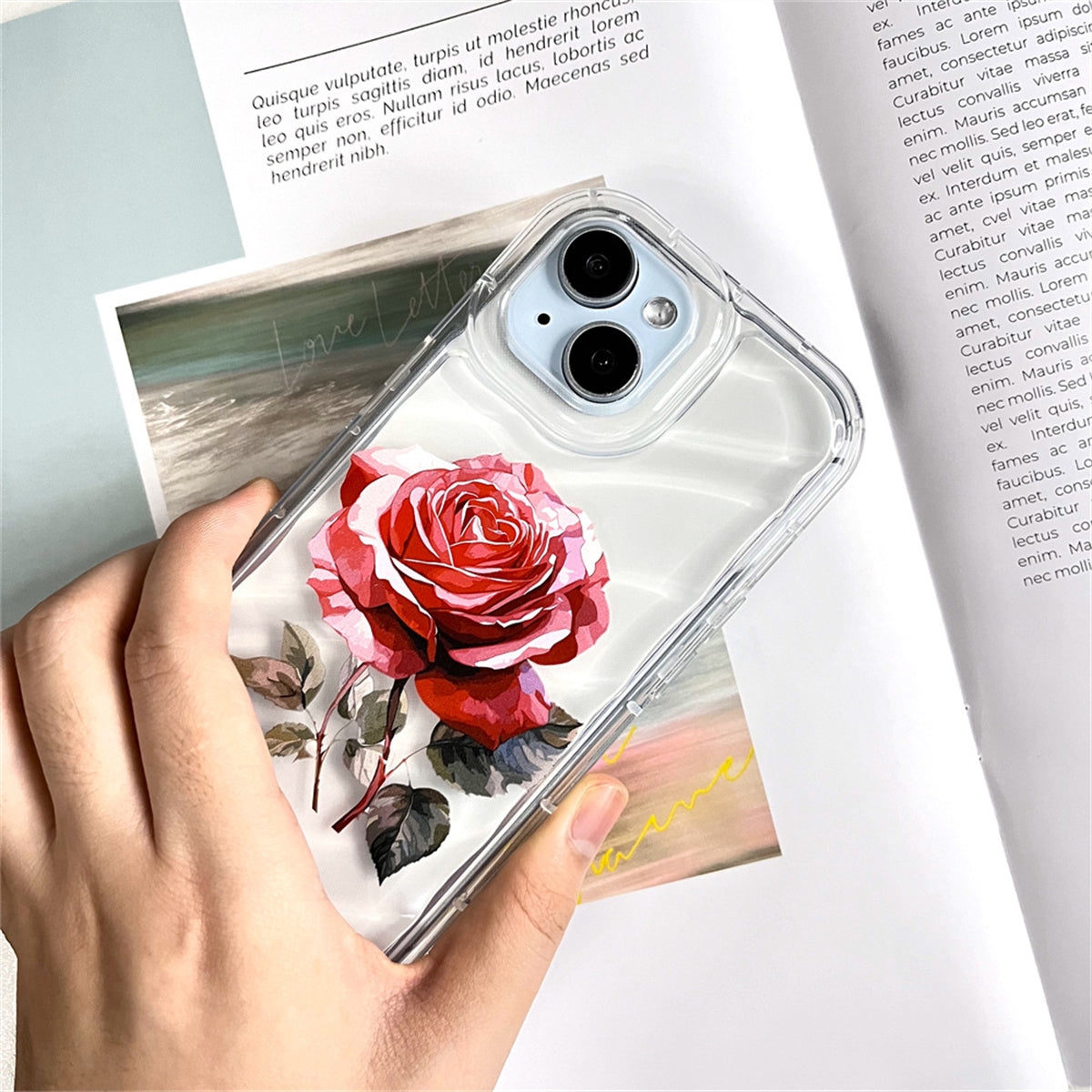 Apple transparent soft shell water ripple elegant ladies rose mobile phone case