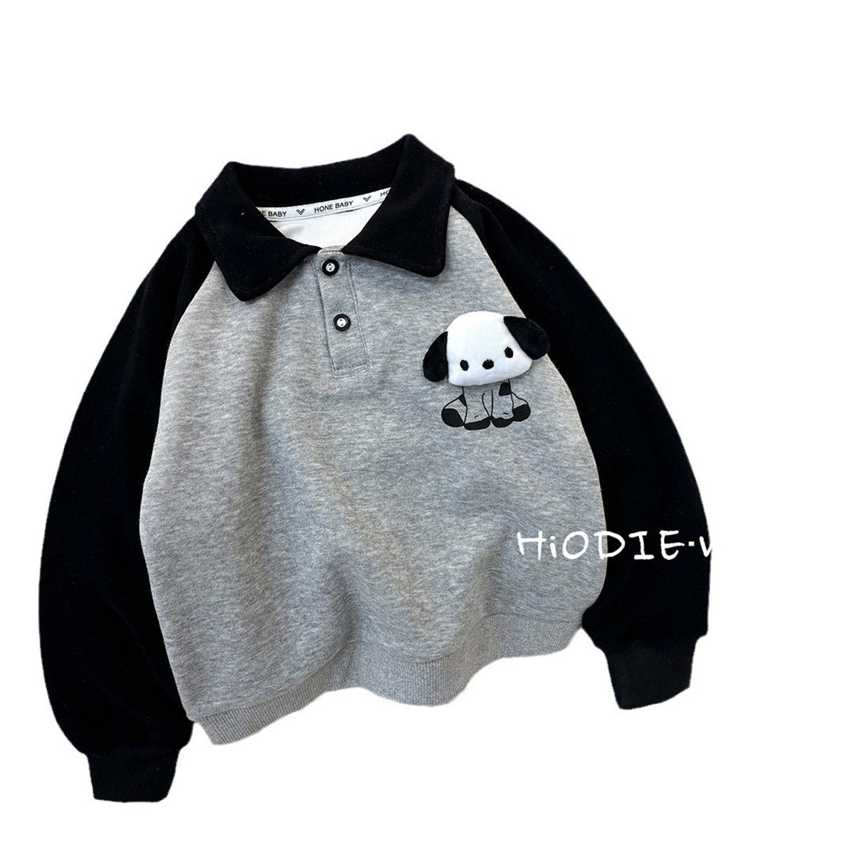 Long Sleeve Polo Shirt Cotton Raglan Colorblock Doll Top