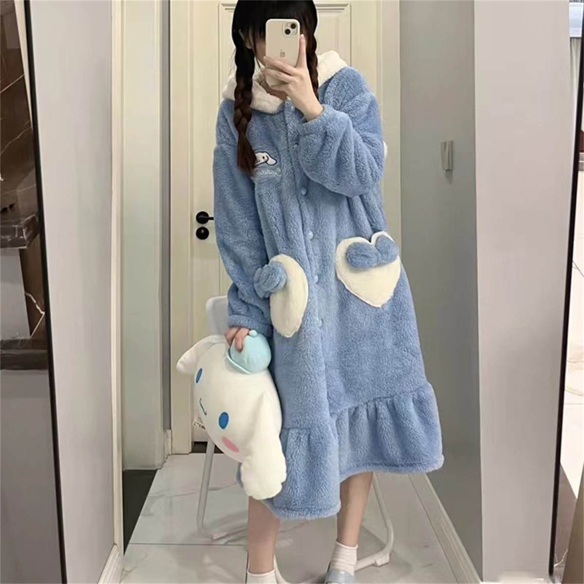 dog sleeping robe female winter coral velvet padded homewear