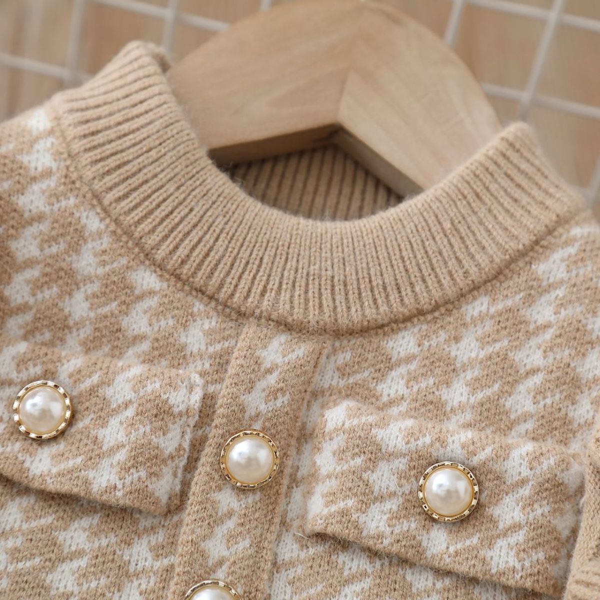 Girls sweater dress autumn and winter new style small fragrance style lace knitted dress baby girl small children's skirt