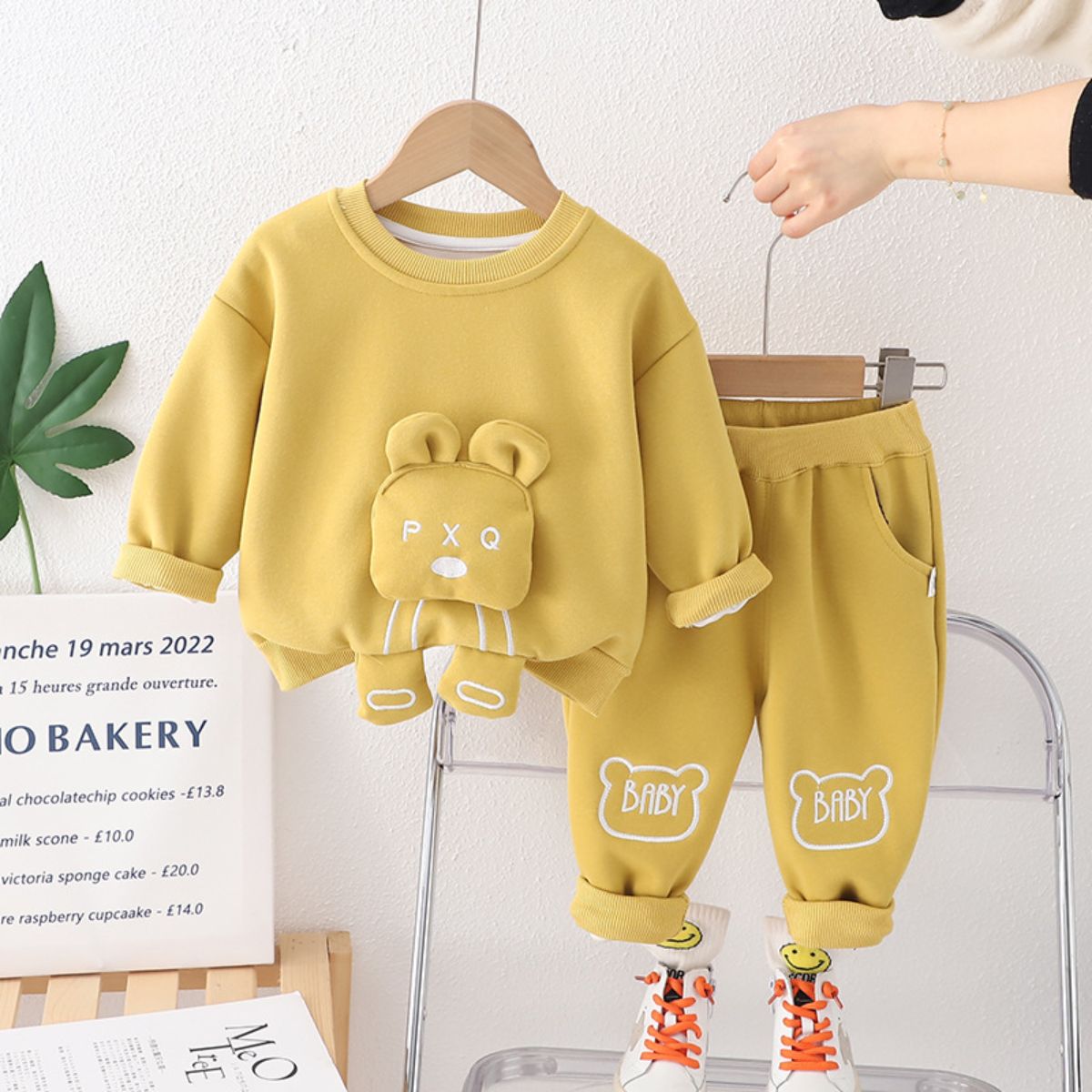 Boys' 3D bear sweatshirt suit