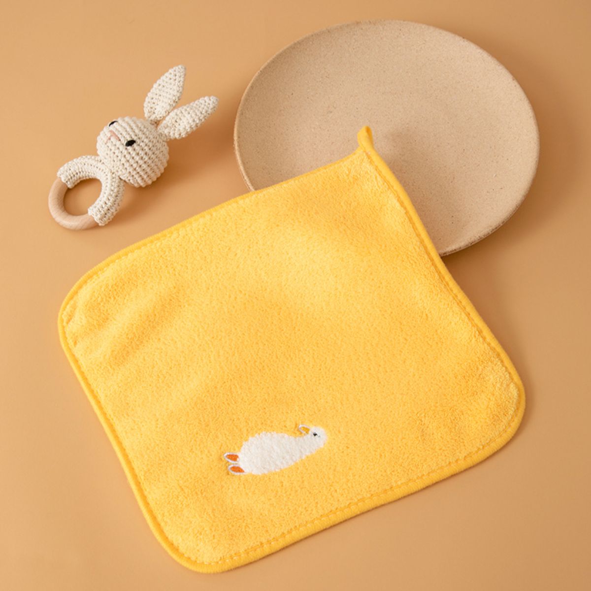 Children's square soft embroidered face towel