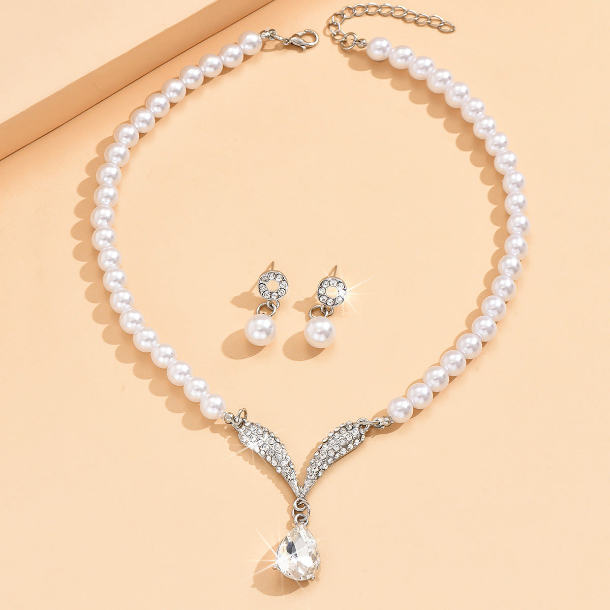 Women's 2-piece pearl-style bridal dress accessories jewelry set