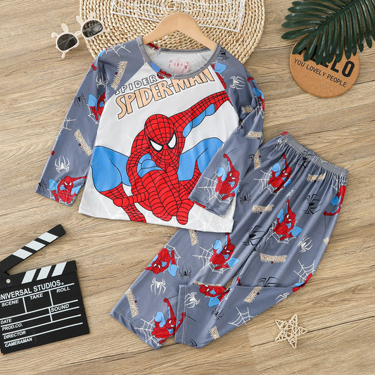 Boys Cartoon Spiderman Pattern Pajamas Home Clothes Long Sleeve Set